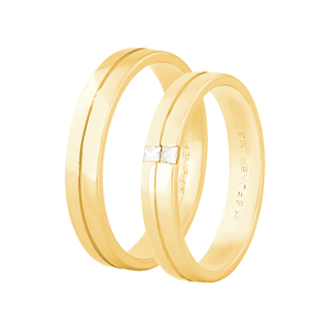 Par Alianças 4MM com Diamantes em Ouro 18K - AU14519