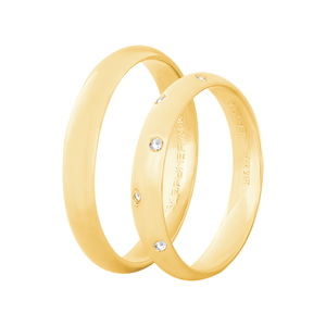 Par Alianças 3,5MM com Diamantes em Ouro 18K - AU14522
