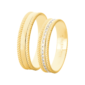 Par Alianças 4,5mm com Diamantes em Ouro 18K - AU14530