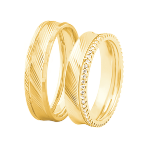 Par Alianças 5MM com Diamantes em Ouro 18K - AU14533