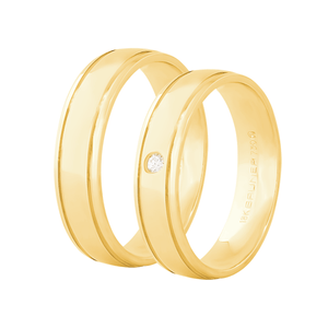 Par Alianças 5MM com Diamantes em Ouro 18K - AU14536
