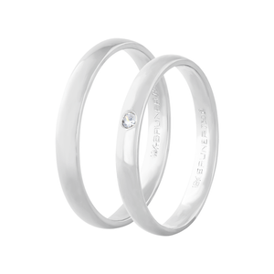 Par Alianças 2,7MM com Diamantes em Ouro Branco 18K - AU14539