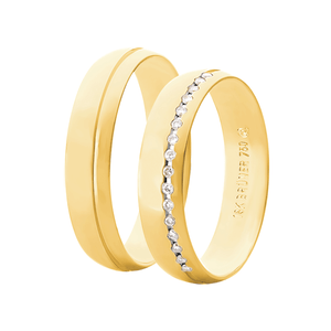 Par Alianças 4,5MM com Diamantes em Ouro 18K - AU14545
