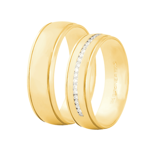 Par Alianças 6MM com Diamantes em Ouro 18K - AU14546