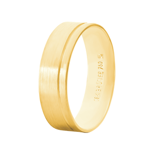 Aliança Masculina 5,5MM Escovada em Ouro 18K - AU14557