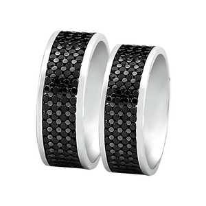 Par Alianças 7mm Diamantes Negros em Ouro Branco 18K - AU14565