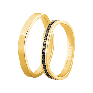 Par Alianças 2,5MM Diamantes Negros em Ouro 18K - AU14568