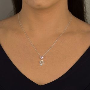 Cola Menina e Coração Zircônias em Prata 925 - PL24800