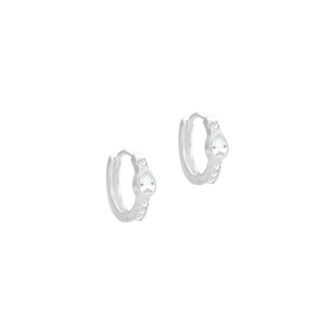 Argola Click com Zircônia Gota em Prata 925 - PL24149