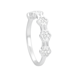 Anel Florzinhas com Zircônia em Prata 925 - PL24176