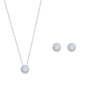 Conjunto Redondo Zircônias White em Prata 925 - PL24715