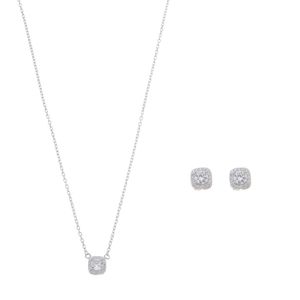 Conjunto Quadrado Zircônia Verde em Prata 925 - PL24278