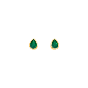 Brinco de Gotinha Verde em Banho de Ouro 18K - PL23814