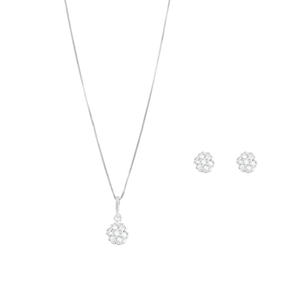 Conjunto Floriznhas com Zircônias em Prata 925 - PL23873