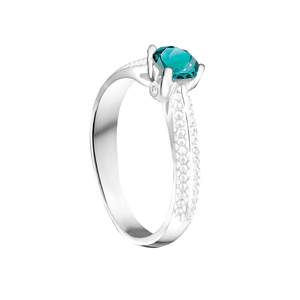 Anel 3D com Zircônia Azul Céu em Prata 925 - PL24653