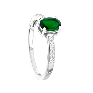 Anel Oval Zircônia Esmeralda em Prata 925 - PL24652