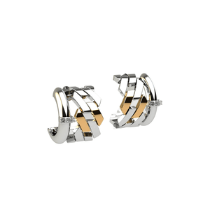 Brinco  Elos Duo em Ouro 18K e Prata com Zircônias - AU14621