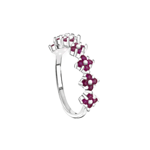 Anel Flores com Zircônias Rosa em Prata 925 - PL24682