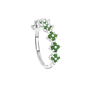Anel Flores com Zircônias Esmeralda em Prata 925 - PL24688
