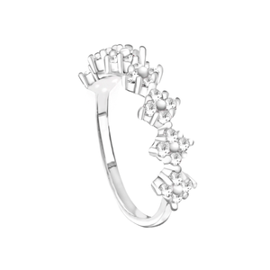 Anel Flores com Zircônias White em Prata 925 - PL24681