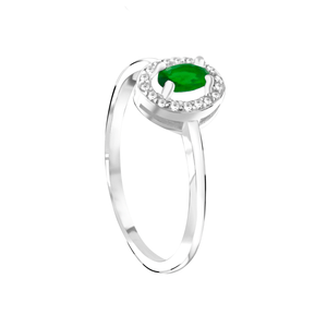 Ane Oval com Zircônias Esmeralda em Prata 925 - PL24680