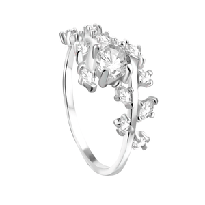 Anel Zircônias Cristal em Prata 925 - PL24672