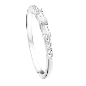 Anel Zircônia Bagueti em Prata 925 - PL24673