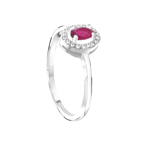 Anel Oval Zircônia Rosa em Prata 925 - PL24655