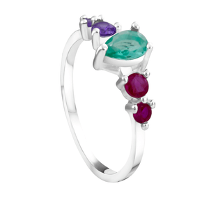 Anel Zircônias Multicor em Prata 925 - PL24674