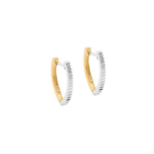 Argola V Bicolor em Ouro 18K - AU14578