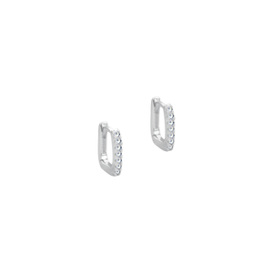 Brinco Argola Retangular com Zircônias em Prata 925 - PL24936