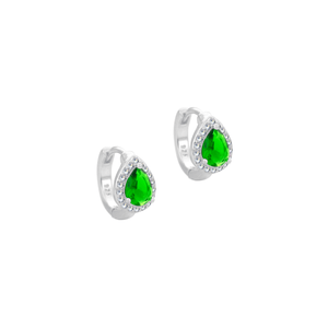 Brinco Argola com Zircônia Gota em Prata 925 - PL24935
