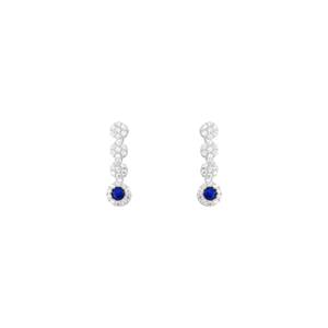 Brinco Florzinhas com Zircônia Azul em Prata 925 - PL24946