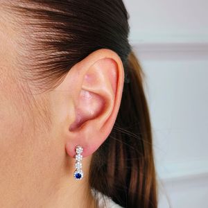 Brinco Florzinhas com Zircônia Azul em Prata 925 - PL24946