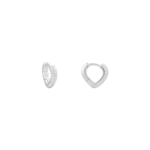 Brinco Argola Coração com Zircônias em Prata 925 - PL24938