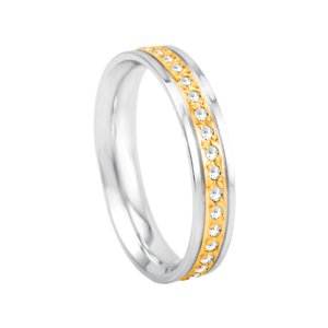 Aliança Feminina com Diamantes 4MM em Ouro 18K - AU14595