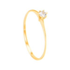 Anel Solitário com Zircônia em Ouro 18K - AU14631
