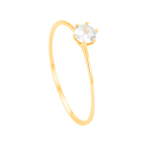 Anel Solitário com Zircônia em Ouro 18K - AU14634
