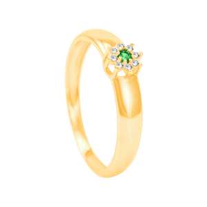 Anel Formatura com Zircônia Verde em Ouro 18K - AU14635