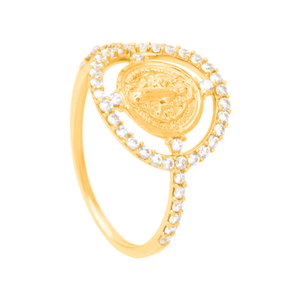 Anel São Bento com Zircônias em Ouro 18K - AU14649