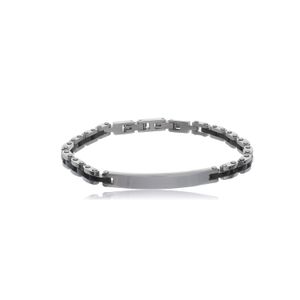 Pulseira Masculina Gomos Black Borda e Placa em Aço - PL25182