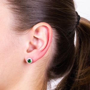 Brinco Redondo com Zircônia Verde em Prata 925 - PL25697