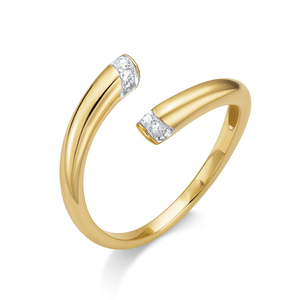 Anel Curvado com Diamantes em Ouro 18K - AU14843