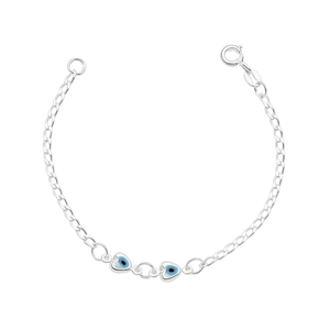 Pulseira Infantil Coração Olho Grego em Prata 925 - PL26514