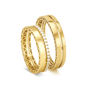 Aliança Feminina 4,5MM com Zircônias em Ouro 18K - AU14864