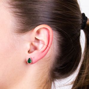 Brinco Gota Galeria com Zircônia Verde em Prata 925 - PL25693