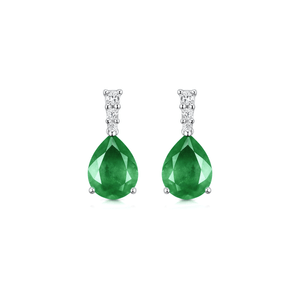 Brinco Gota com Zircônia Fusion Verde em Prata 925 - PL26888