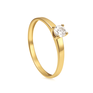Anel Solitário com Zircônia 4,5MM em Ouro 18K - AU14904