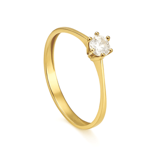 Anel Solitário com Zircônia 5MM em Ouro 18K - AU14902