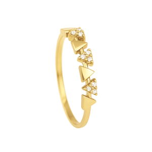 Anel Triângulo Liso e Zircônias em Ouro 18K - AU14303